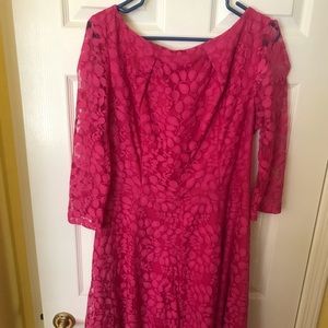 Bright Pink Leafy Patterned Dress